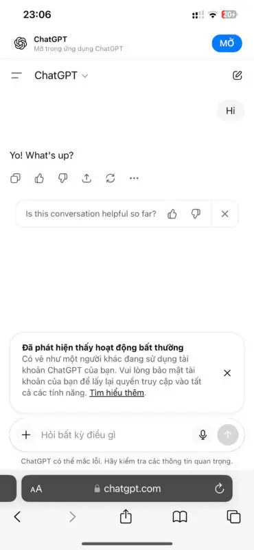 9 lỗi chatGPT thường gặp: nguyên nhân và cách khắc phục 4 Lỗi chatGPT đã phát hiện hoạt động bất thường
